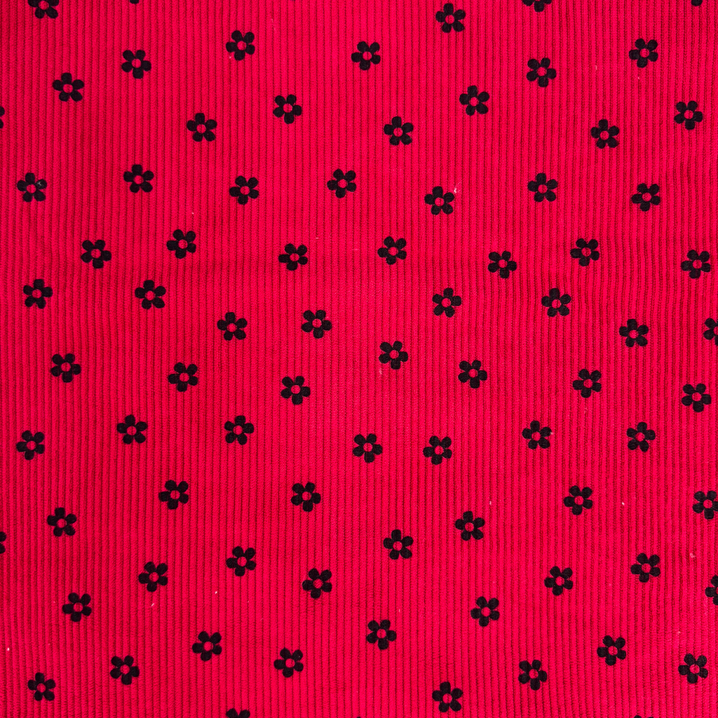 [S2066R] Rib Cord Printed Stretch Mini Flowers