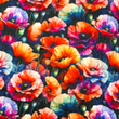 [S2088R-3681] [S2088R] Double Gauze Crinkled Digital Printed Poppy's And More (Design A)