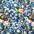 [S2094R-3682] [S2094R] Double Gauze Crinkled Digital Printed Eucalyptus With Flowers (Design B)
