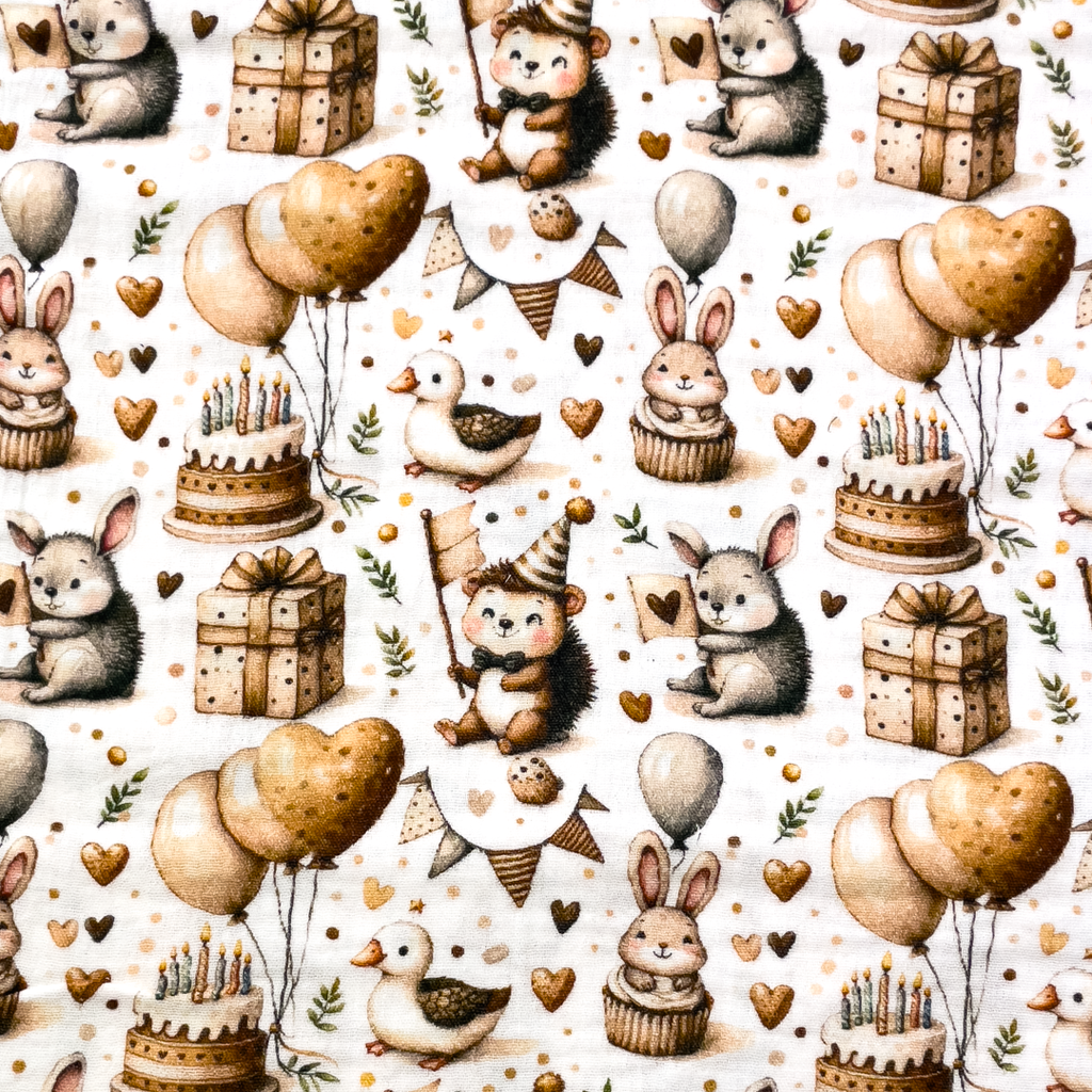 [S2096R] Double Gauze Crinkled Digital Printed Cuties