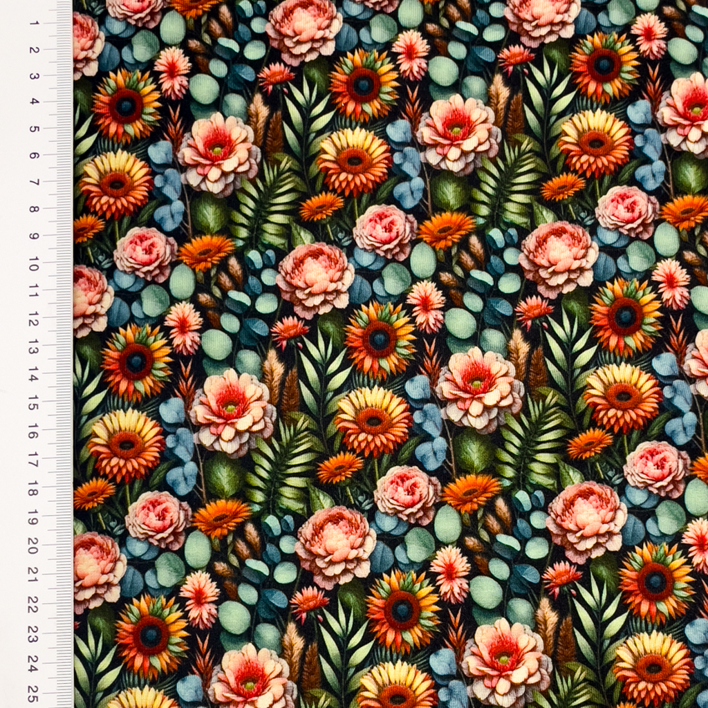 [S2101R] Viscose Lycra Heavy Digital Printed Sunny Flowers