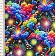 [S2187R-3686] [S2187R] French Terry Digital Printed Fire Works (Design F)