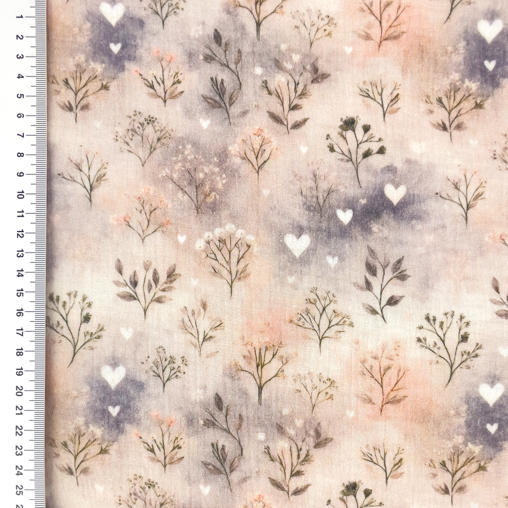 [S2233L] Double Gauze Crinkled Digital Printed Lovely Hearts