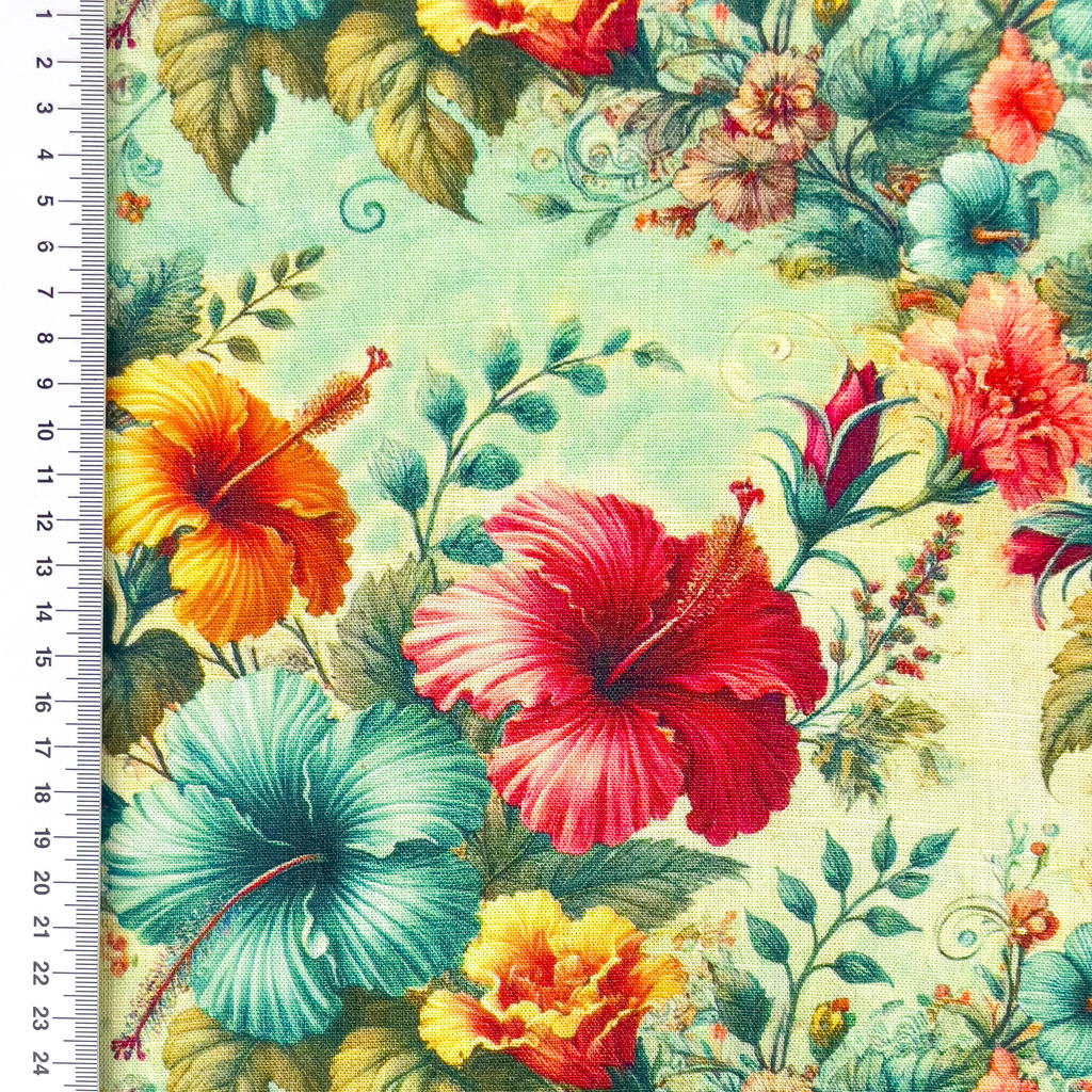 [S2299L] Viscose Linen Digital Printed Clover