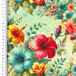 [S2299L-3681] [S2299L] Viscose Linen Digital Printed Clover (Design A)