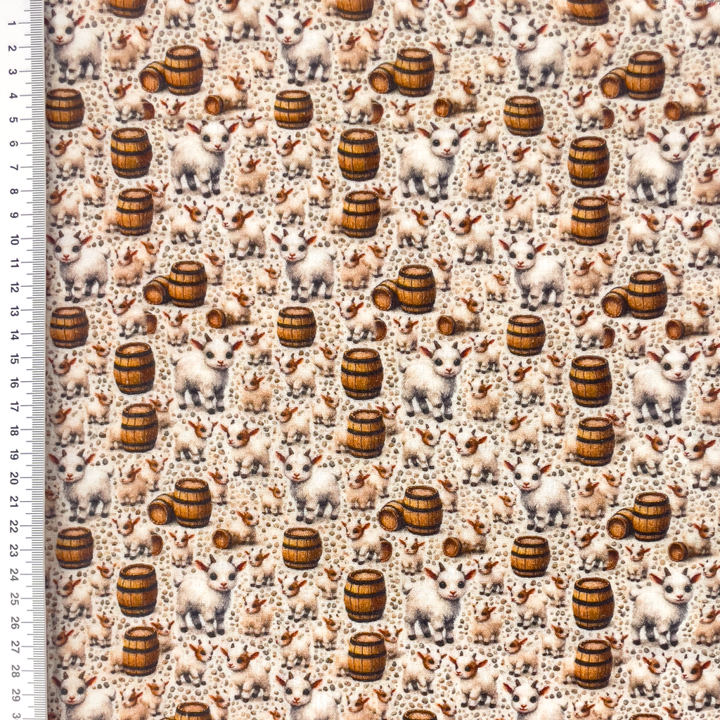 [S2231R] Double Gauze Crinkled Digital Printed Little Farm Animals