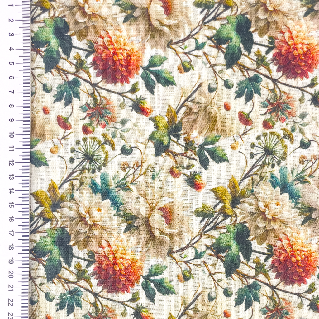 [S2307R] Viscose Linen Digital Printed Jasmine