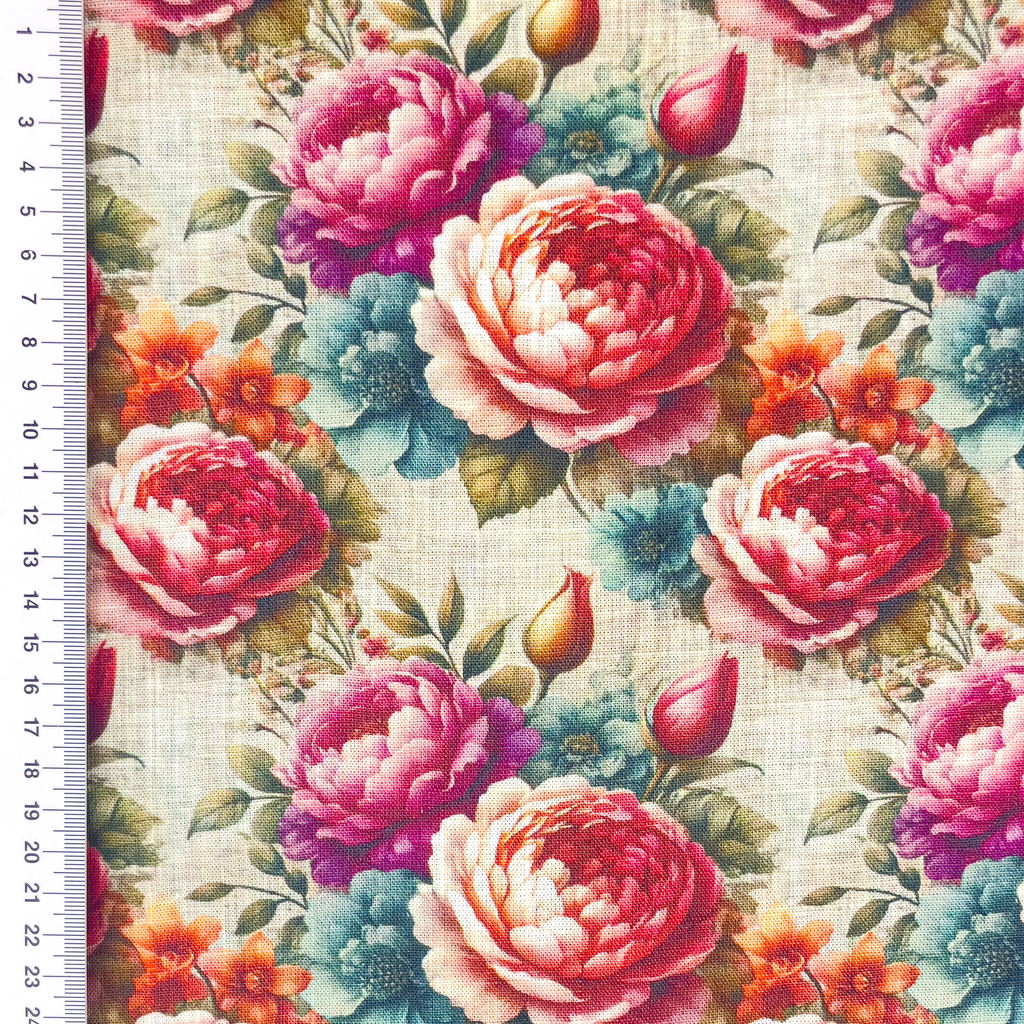 [S2308R] Viscose Linen Digital Printed Viola