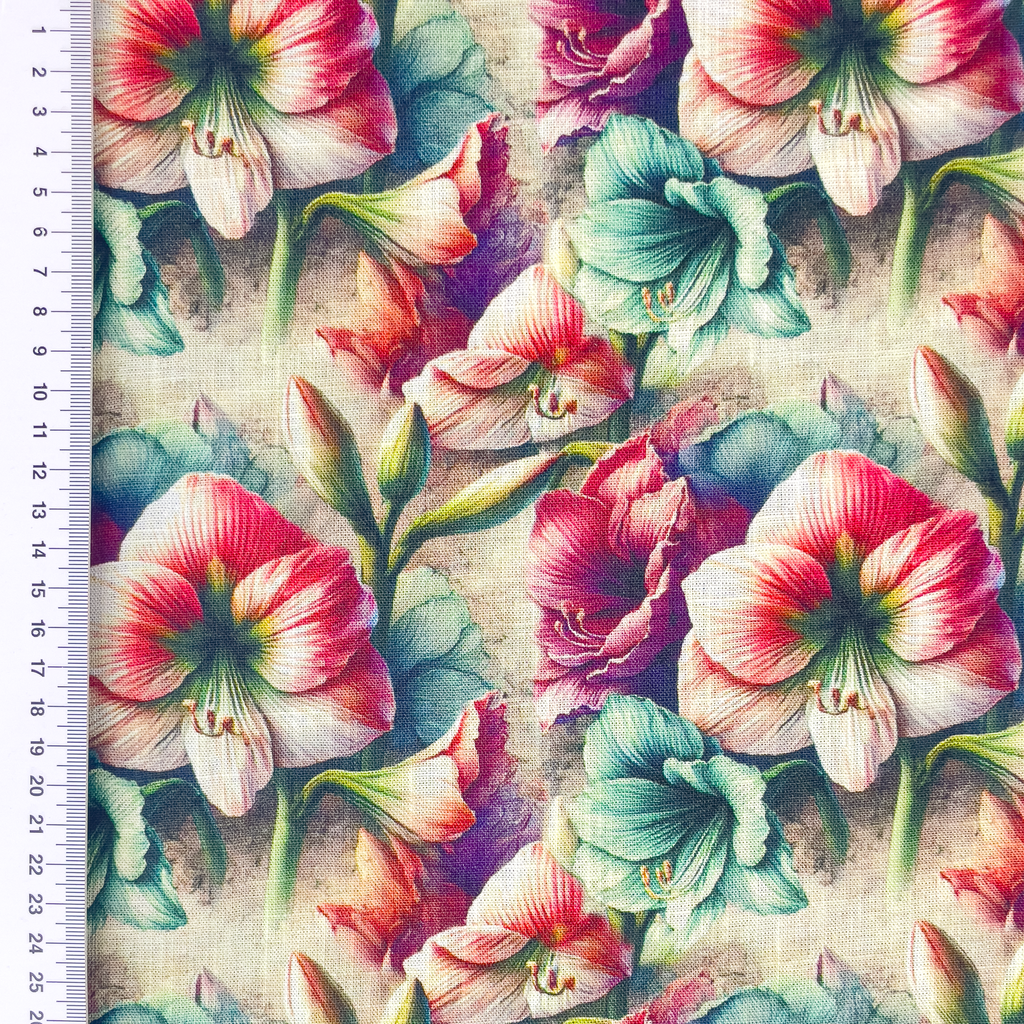 [S2309R] Viscose Linen Digital Printed Azalea