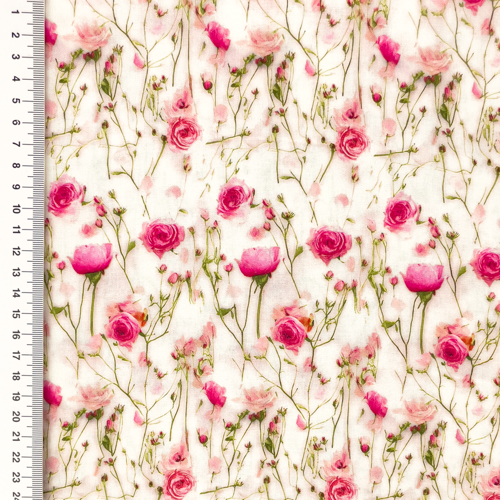 [S2358L] Rayon Digital Printed Pink Flowers