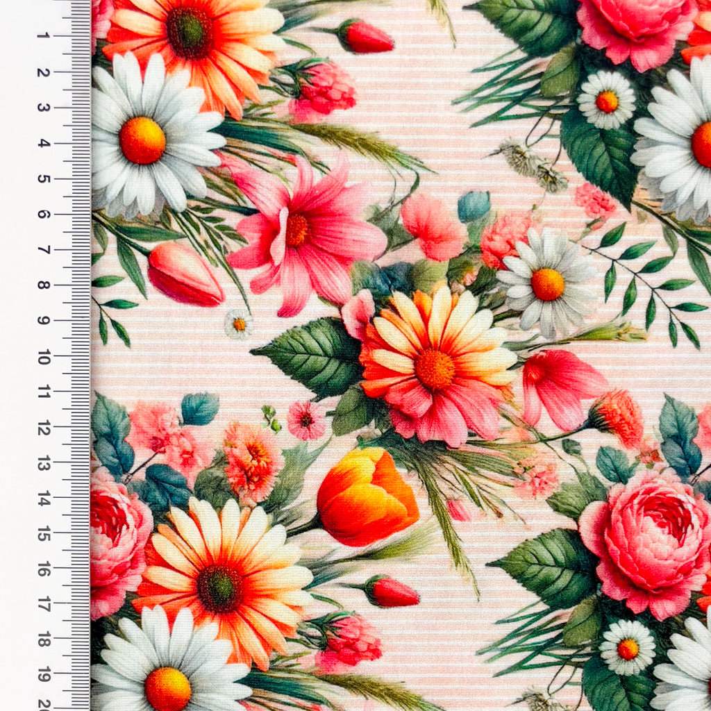 [S2368L] Viscose Lycra Heavy Digital Printed Striped Flowers