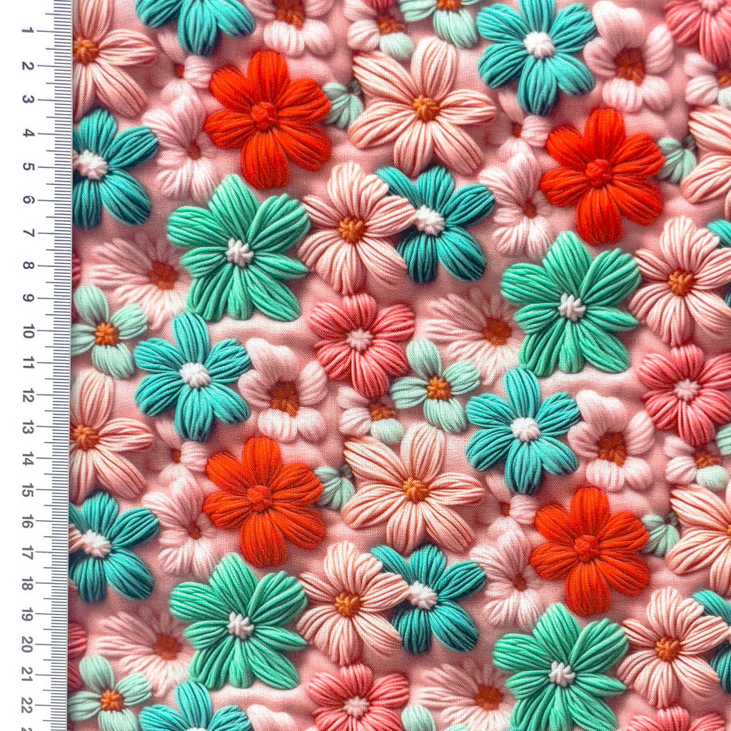 [S2363R] Rayon Digital Printed Knitted Flowers