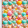 [S2271R-3683] [S2271R] Jersey Digital Printed Bubbly 3D Faces (Design C)
