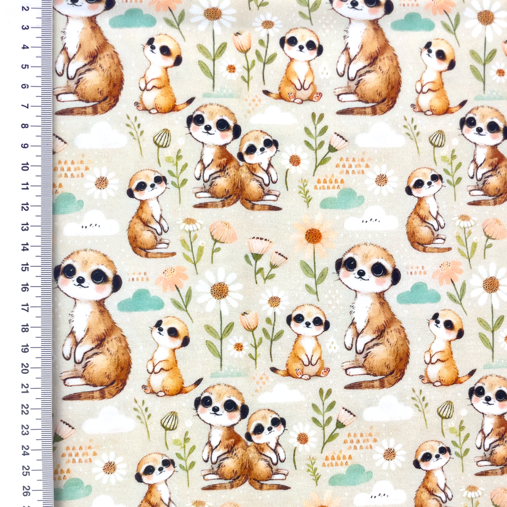 [S2329R] Jersey Digital Printed Daisy's With Animals