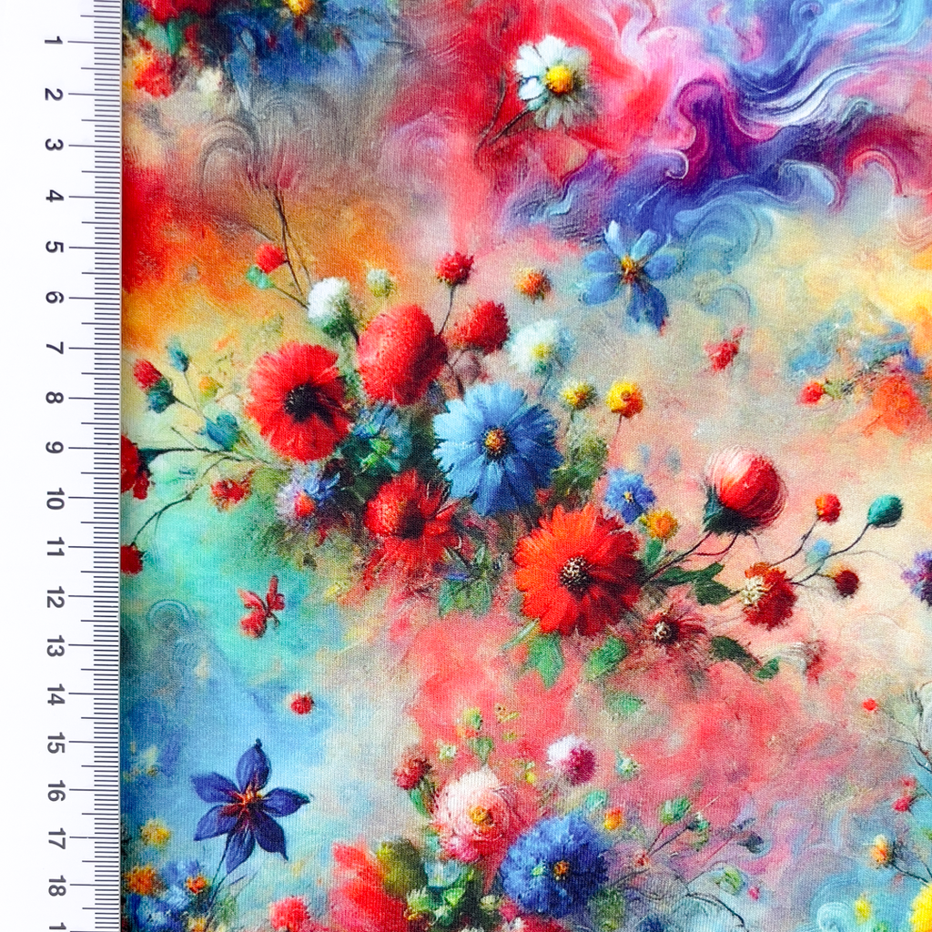 [S2367R] Viscose Lycra Heavy Digital Printed Magical Flowers