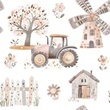 [S2387L-3683] [S2387L] Jersey Digital Printed Boho Farm (Design C)