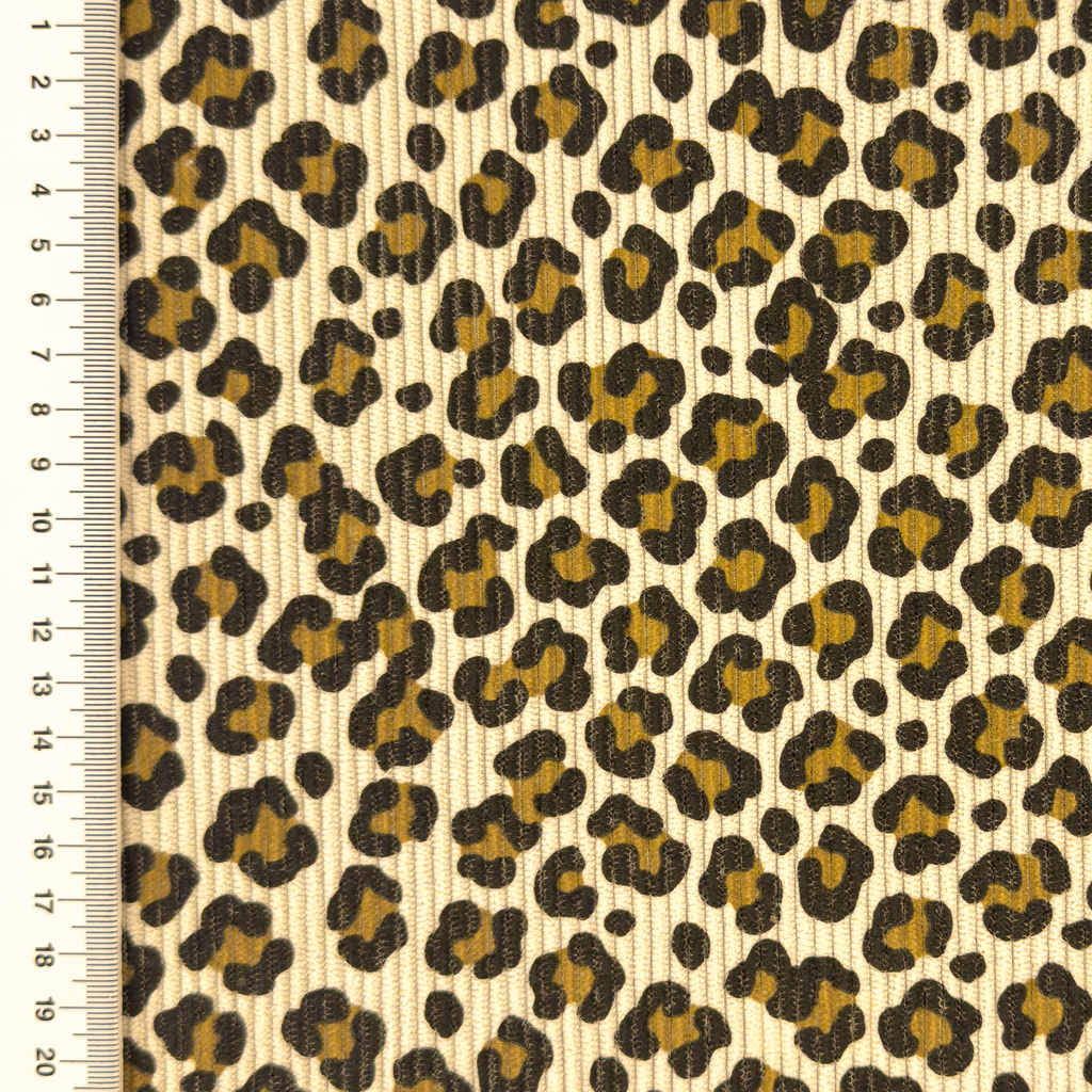 [S2431L] Baby Rib Cord Printed Stretch Leopard