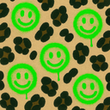 [S2478L-1099] [S2478L] French Terry Printed Leopard With Neon Smiley's (Neon Vert)
