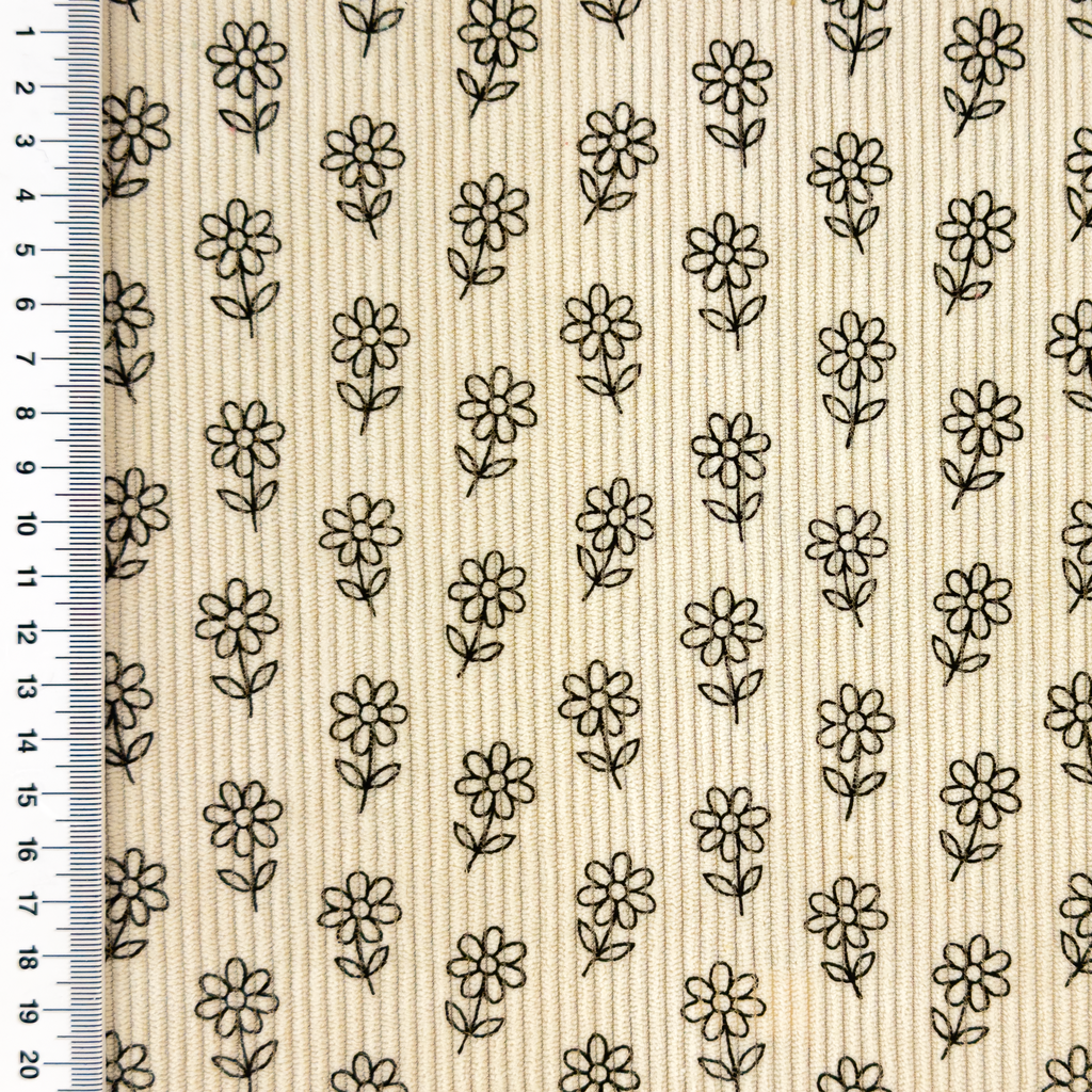 [S2418R] Baby Rib Cord Printed Stretch Little flower