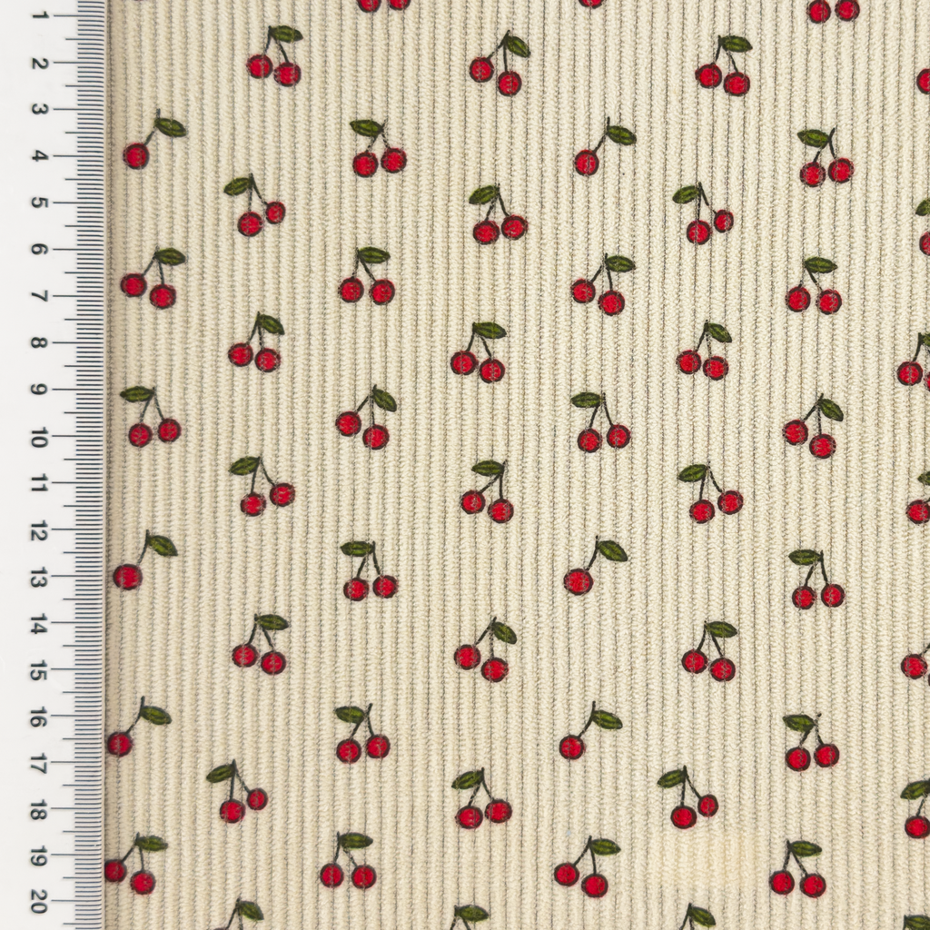 [S2420R] Baby Rib Cord Printed Stretch Little Cherry's