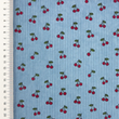 [S2420R-1107] [S2420R] Baby Rib Cord Printed Stretch Little Cherry's (Old Blue)
