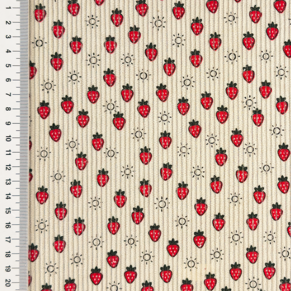 [S2422R] Baby Rib Cord Printed Stretch Little Strawberries