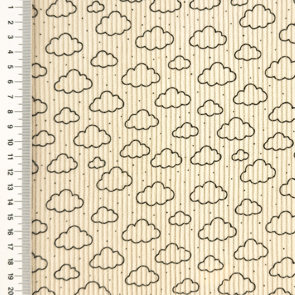 [S2423R] Baby Rib Cord Printed Stretch Little Clouds