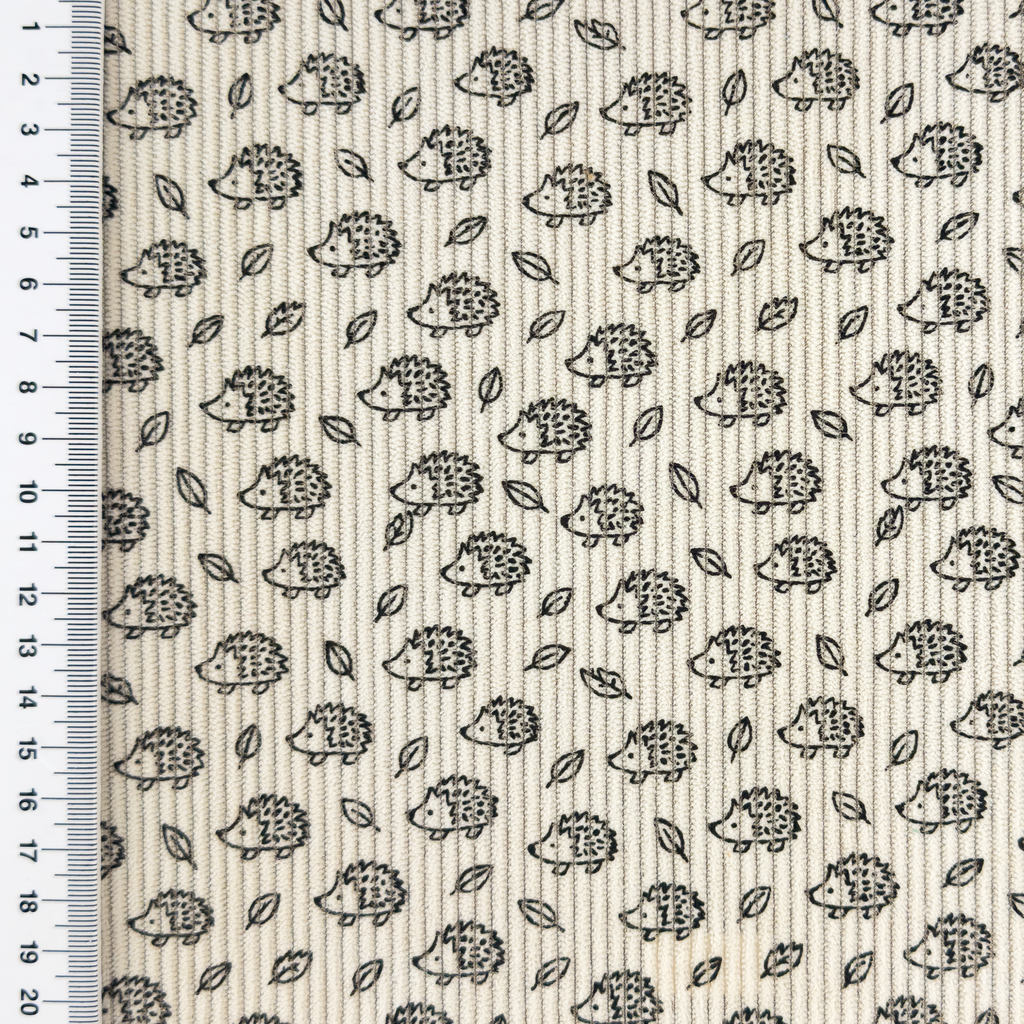 [S2424R] Baby Rib Cord Printed Stretch Little Hedgehog's