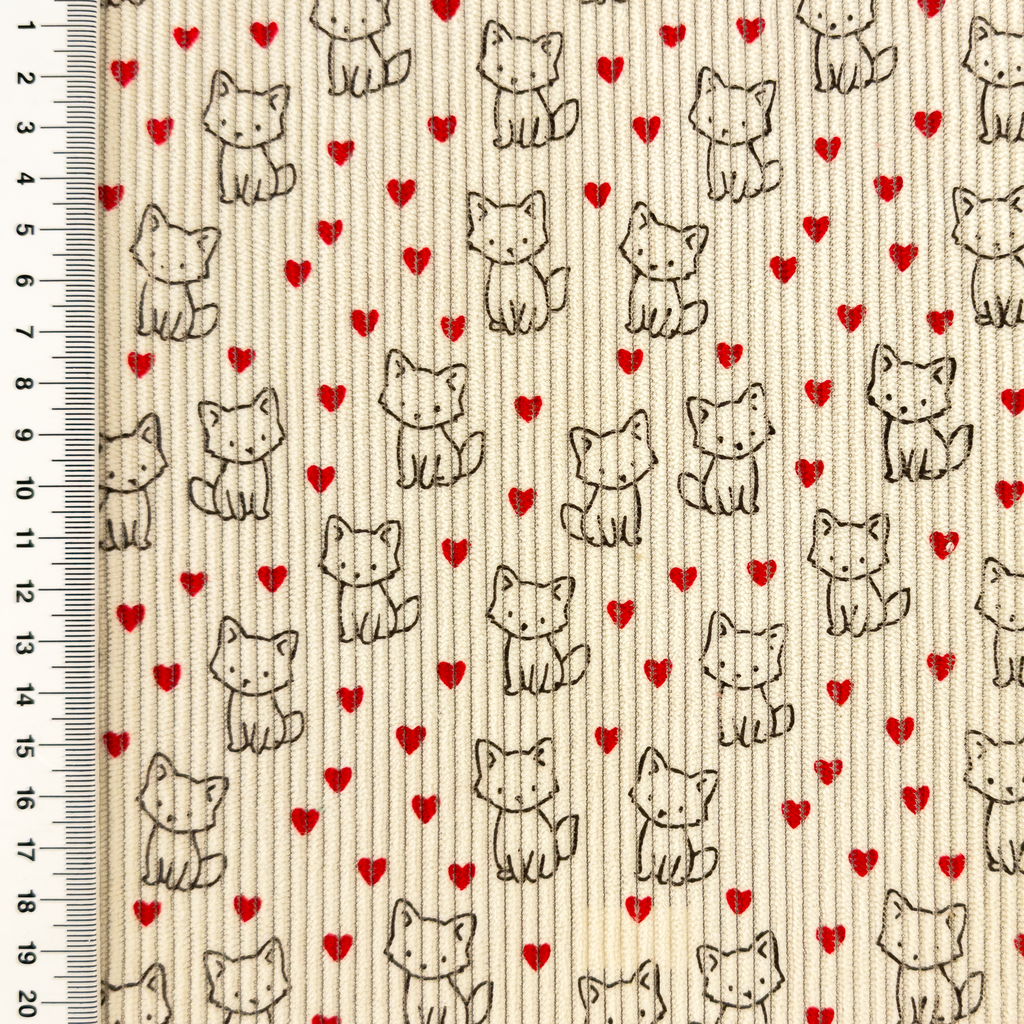 [S2425R] Baby Rib Cord Printed Stretch Little Foxes