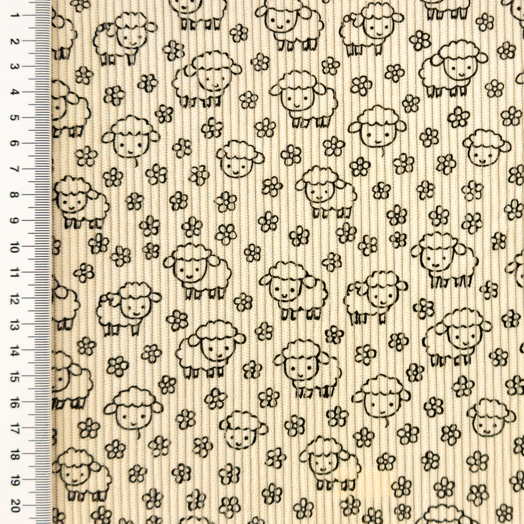 [S2426R] Baby Rib Cord Printed Stretch Little Sheep's