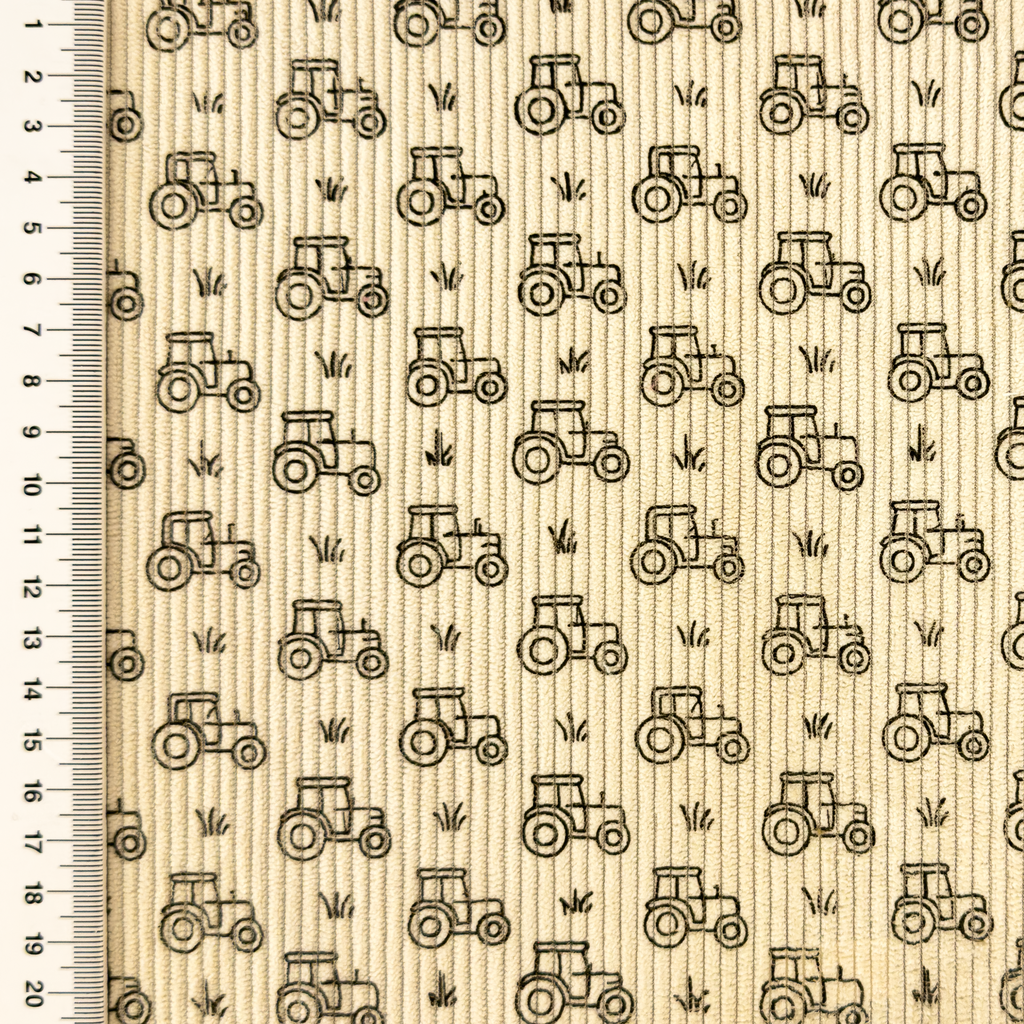 [S2430R] Baby Rib Cord Printed Stretch Tractor's