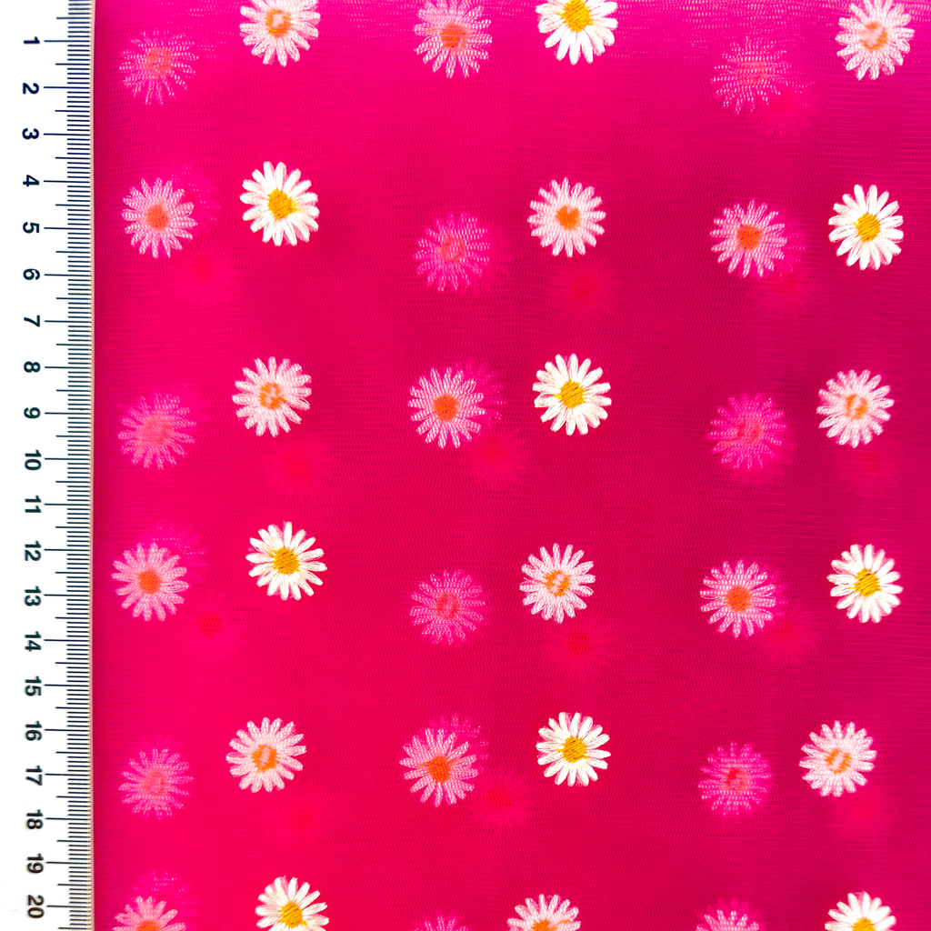 [S2454R] Tulle With Embroidery Daisy's