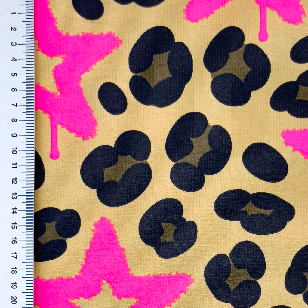 [S2476R] Jersey Printed Leopard With Neon Stars