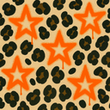 [S2476R-1101] [S2476R] Jersey Printed Leopard With Neon Stars (Naranja Neón)