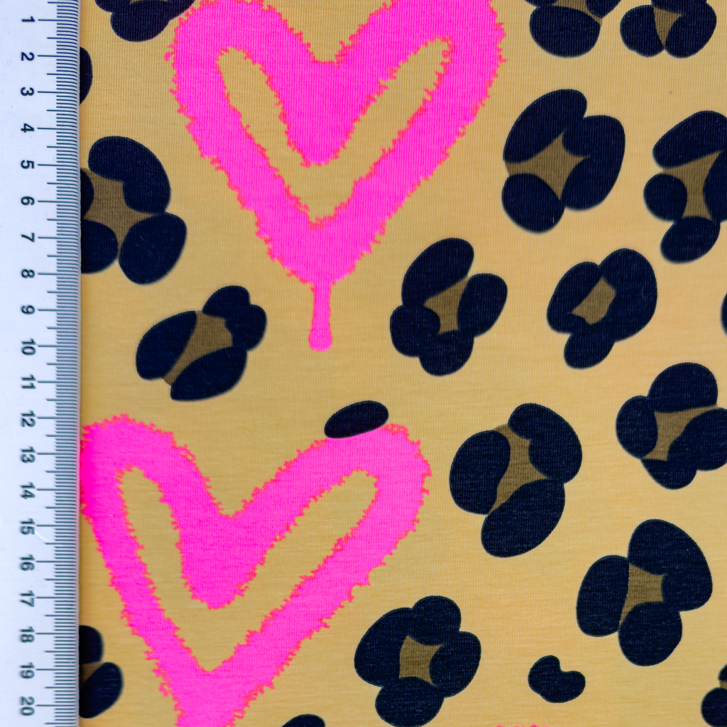[S2477R] Jersey Printed Leopard With Neon Hearts