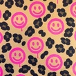[S2478R-1049] [S2478R] French Terry Printed Leopard With Neon Smiley's (Fuchsie)