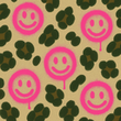 [S2478R-1049] [S2478R] French Terry Printed Leopard With Neon Smiley's (Fucsia)