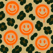 [S2478R-1101] [S2478R] French Terry Printed Leopard With Neon Smiley's (Neon Orange)