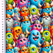 [S2507R-3682] [S2507R] French Terry Digital Printed Big Eyes (Design B)
