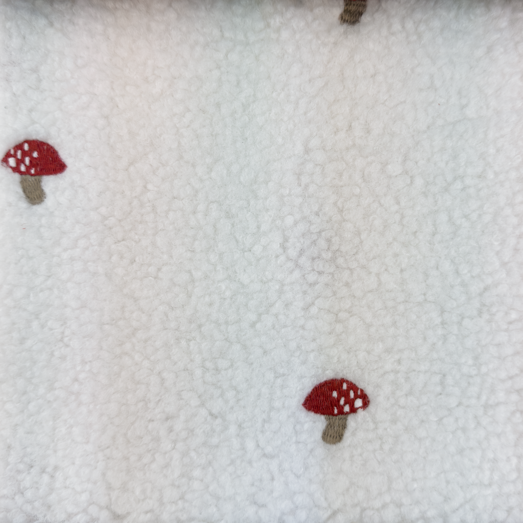 [S2524R] Teddy With Embroidery Little Mushroom