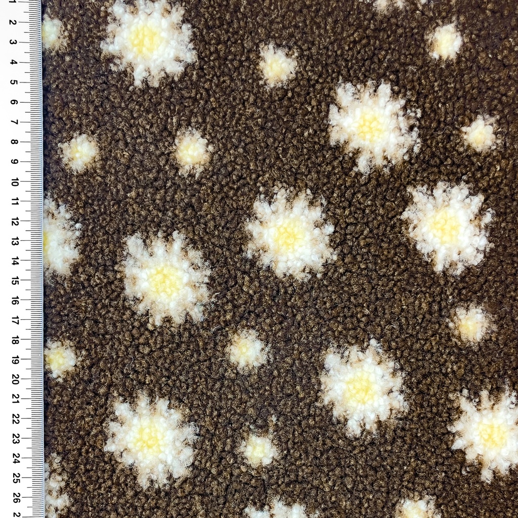 [S2635R] Teddy With Printed Daisy Flowers