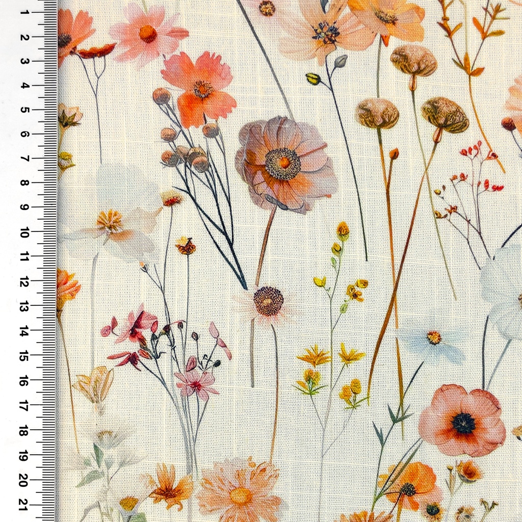 [S2689L] Viscose Linen Digital Printed Flower Sea
