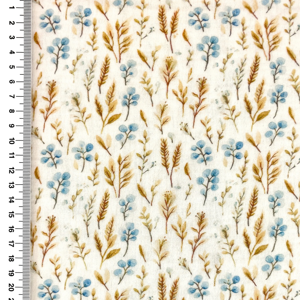 [S2672R] Double Gauze Crinkled Digital Printed Whimsical Flower