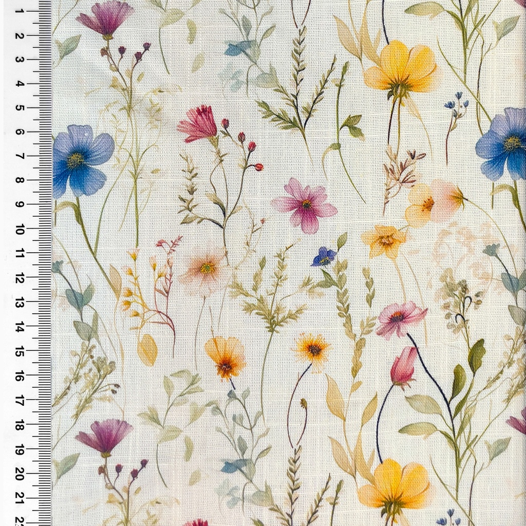 [S2693R] Viscose Linen Digital Printed Botanic