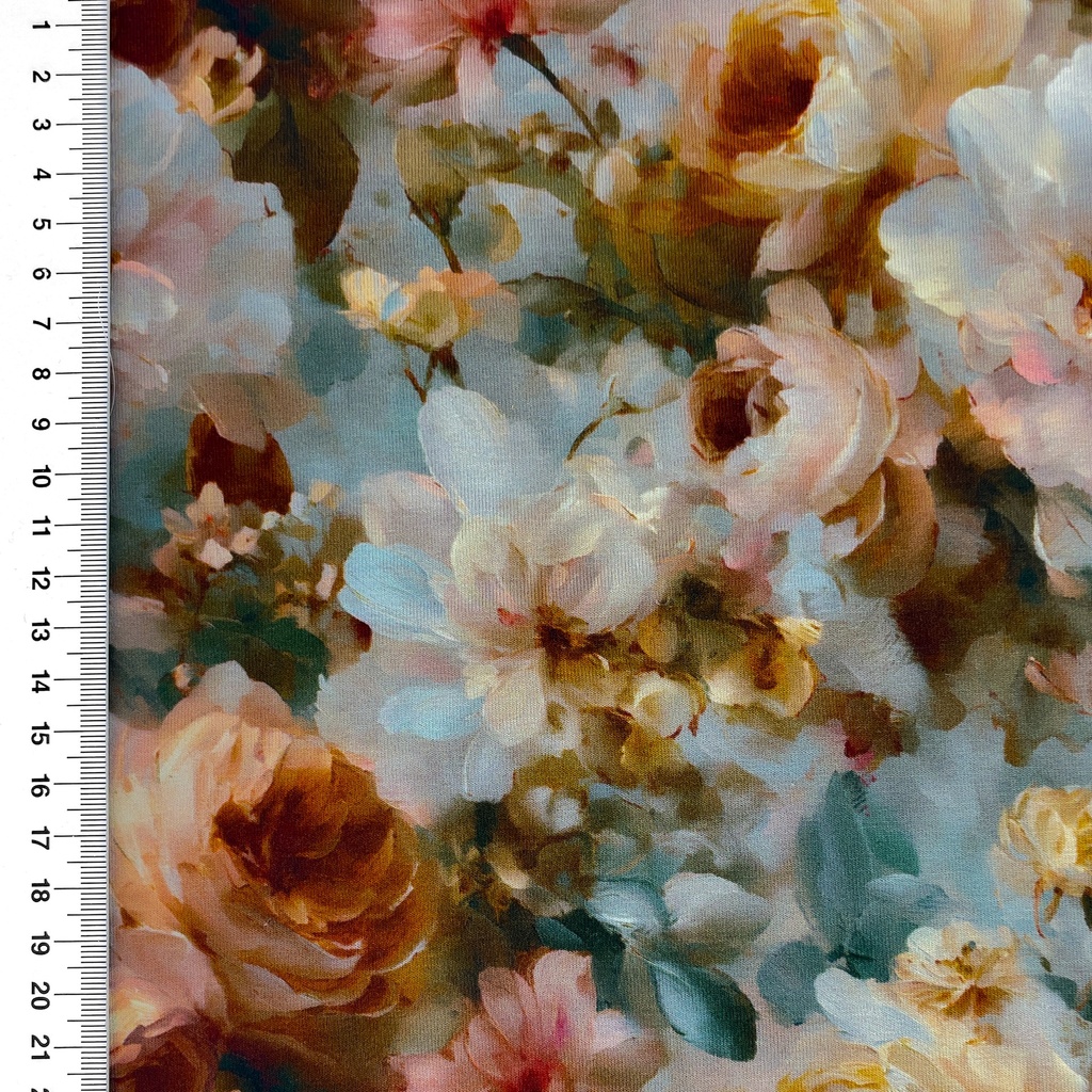 [S2697R] Viscose Lycra Heavy Digital Printed Classic Flowers