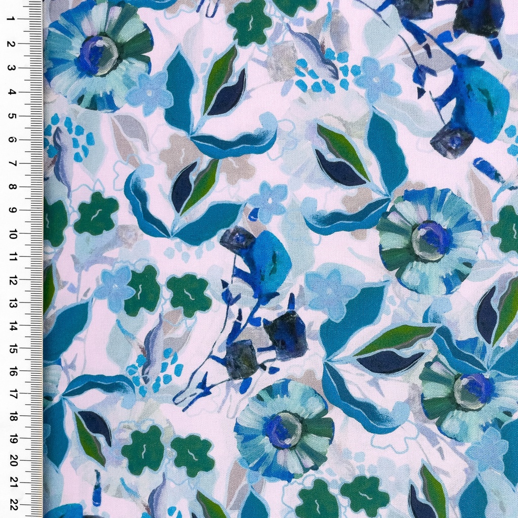 [S2717L] Rayon Poplin Printed Abstract Flowers