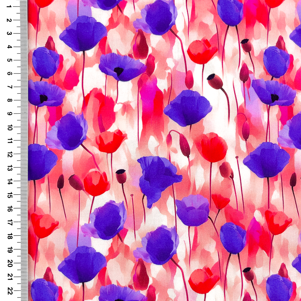 [S2723L] Rayon Poplin Printed Poppy's