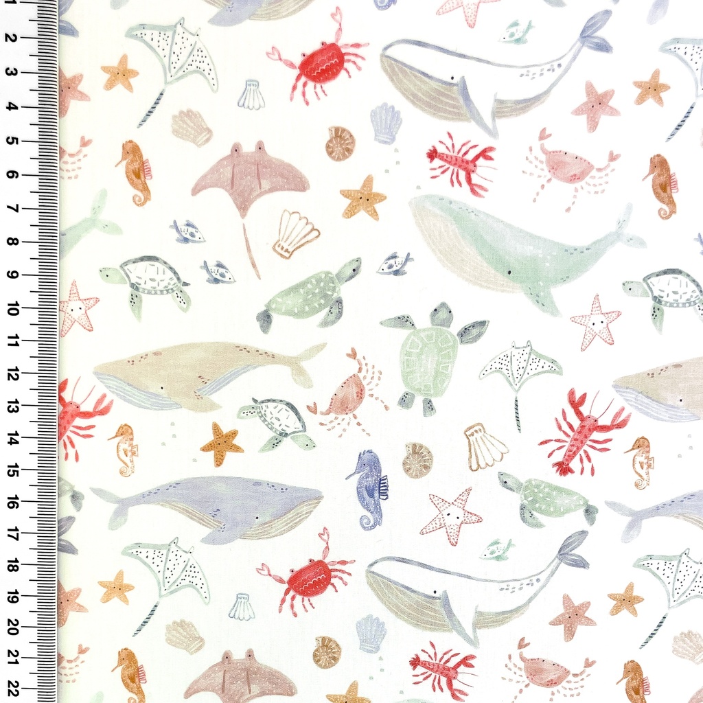 [S2758R] Poplin Digital Printed Tiny Ocean Pals