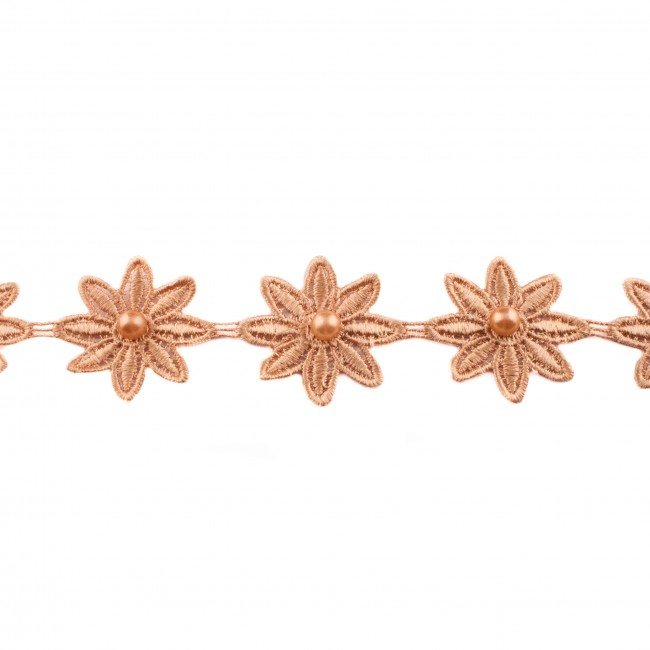 [018R] Fleur Au Crochet Avec Perle 