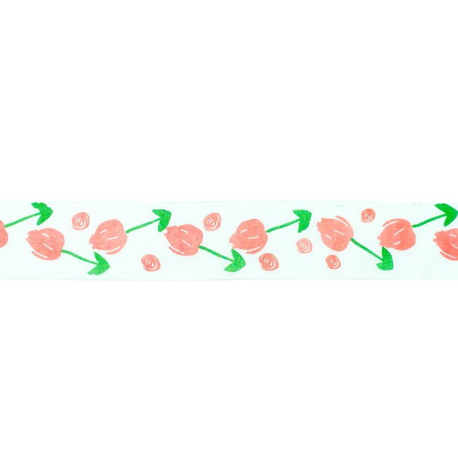 [028R] Organza Ribbon Printed Flower Multi